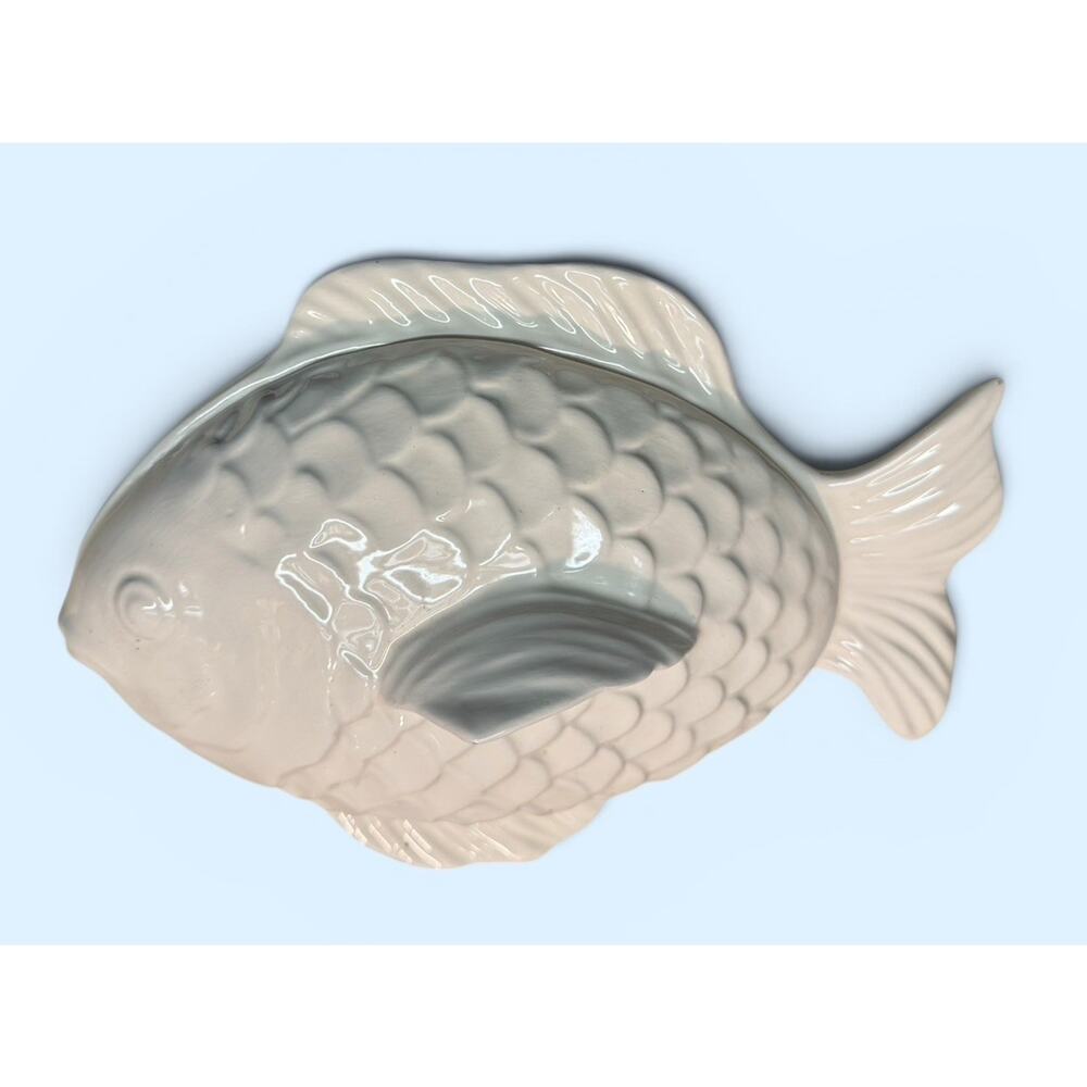 White Fish Trinket Dish Ceramic Beige - Picture 2 of 4